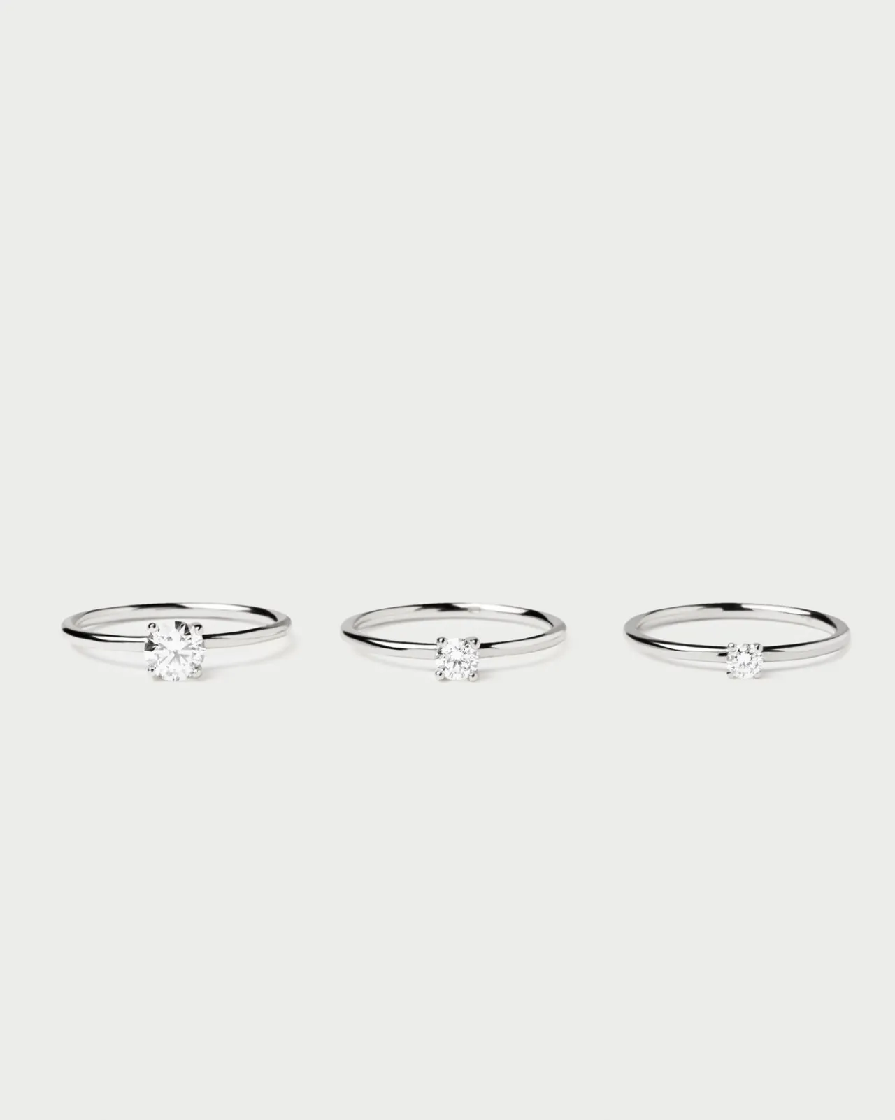 Joyas Con Diamantes|Joyas De Oro Blanco 18K-PDPAOLA Anillo de Diamantes Y Oro Blanco Solitaire Supreme