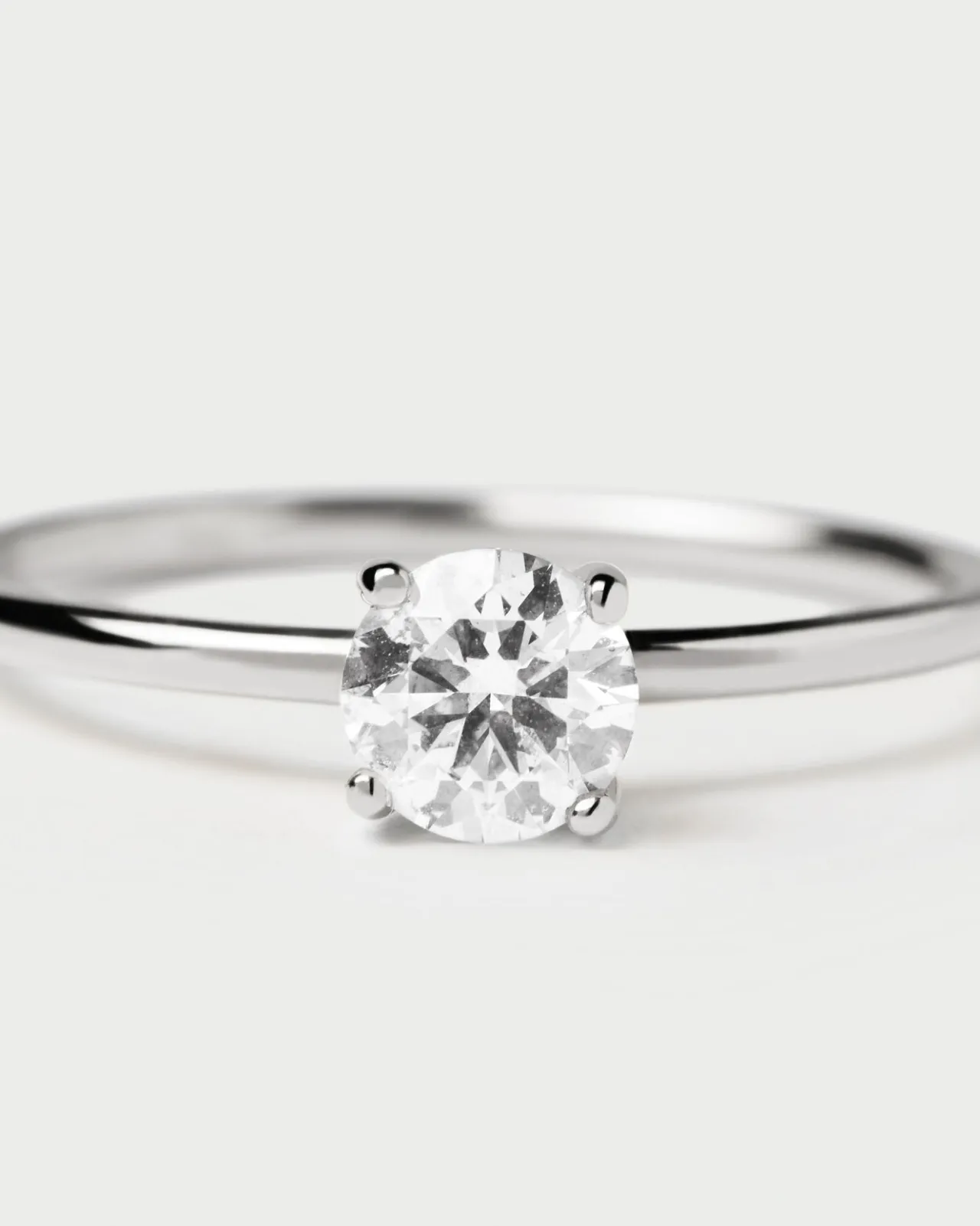 Joyas Con Diamantes|Joyas De Oro Blanco 18K-PDPAOLA Anillo de Diamantes Y Oro Blanco Solitaire Supreme