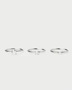 Joyas Con Diamantes|Joyas De Oro Blanco 18K-PDPAOLA Anillo de Diamantes Y Oro Blanco Solitaire Medium