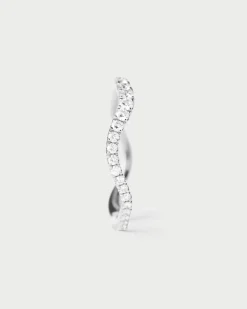 Joyas Con Diamantes|Joyas De Oro Blanco 18K-PDPAOLA Anillo de diamantes y oro blanco Flow
