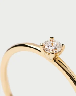 Joyas Con Diamantes|Joyas De Oro 18K-PDPAOLA Anillo de Diamantes y oro Solitaire Mini