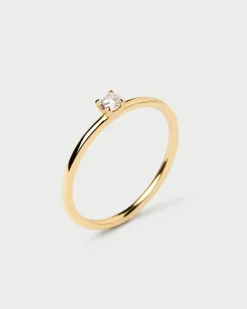 Joyas Con Diamantes|Joyas De Oro 18K-PDPAOLA Anillo de Diamantes y oro Solitaire Mini