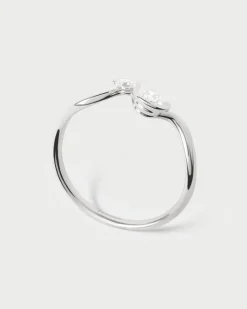Joyas Con Diamantes|Joyas De Oro Blanco 18K-PDPAOLA Anillo de diamantes y oro blanco Dafne