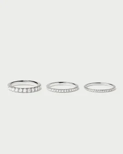 Joyas Con Diamantes|Joyas De Oro Blanco 18K-PDPAOLA Anillo de Diamantes Y Oro Blanco Eternity Medium