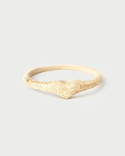 Joyas De Oro 18K|Rebajas Alta Joyería-PDPAOLA Anillo Sello de Oro Efecto Arena Heart