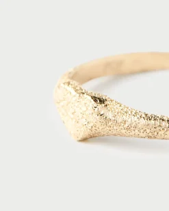 Joyas De Oro 18K|Rebajas Alta Joyería-PDPAOLA Anillo Sello de Oro Efecto Arena Heart