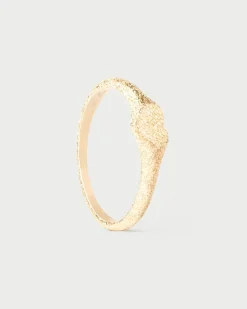 Joyas De Oro 18K|Rebajas Alta Joyería-PDPAOLA Anillo Sello de Oro Efecto Arena Heart