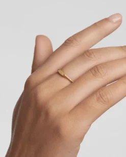 Anillos De Alta Joyería|Anillos De Alta Joyería-PDPAOLA Anillo Sello de Oro Efecto Arena Cleo