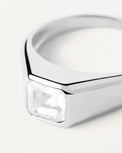 Anillos Grandes|Anillos Básicos-PDPAOLA Anillo Sello De Plata Square Shimmer