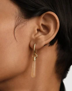Piercings Con Piedras Semipreciosas|Aros Individuales-PDPAOLA Aro Individual Aventurina Amarilla Large Jupiter