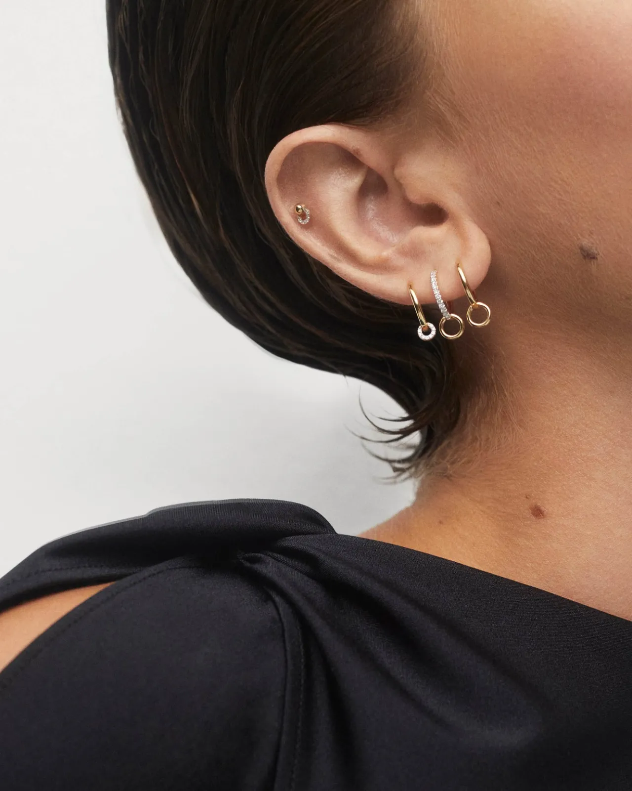 Joyas Con Diamantes|Joyas De Oro 18K-PDPAOLA Aro individual de diamantes y oro Circle