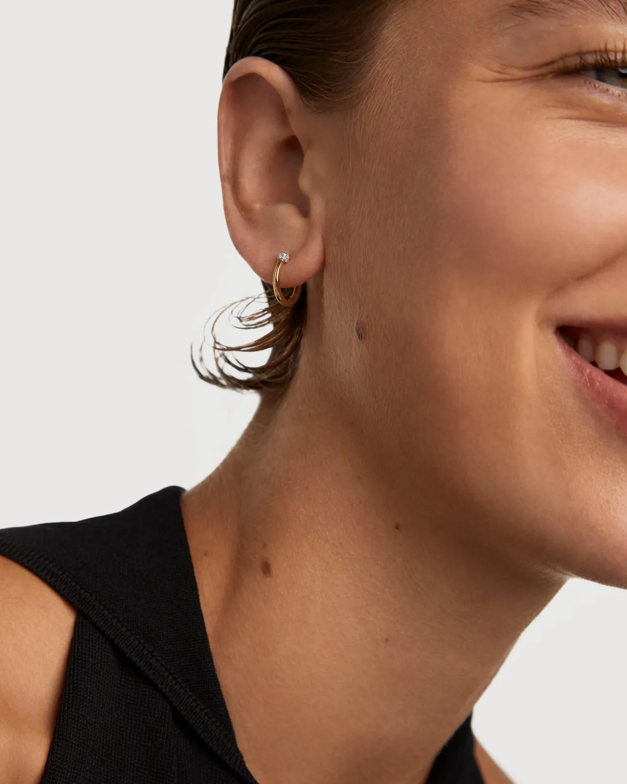 Piercings Con Diamantes|Piercings De Alta Joyería-PDPAOLA Aro individual de diamantes y oro Chai