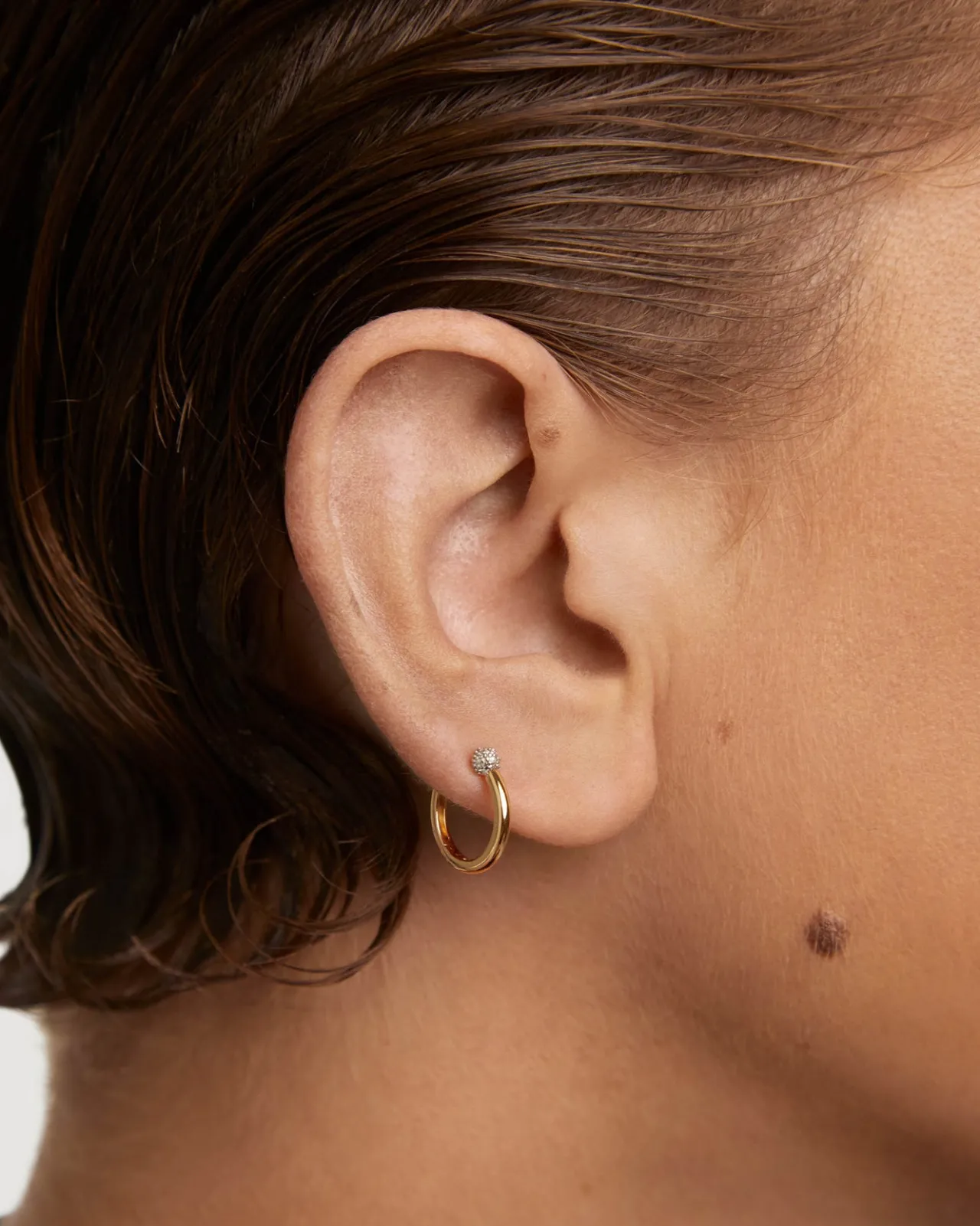 Piercings Con Diamantes|Piercings De Alta Joyería-PDPAOLA Aro individual de diamantes y oro Chai