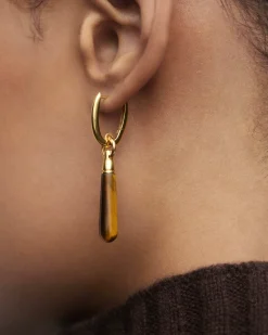 Piercings Con Piedras Semipreciosas|Pendientes Individuales-PDPAOLA Aro individual Ojo de tigre large Jupiter