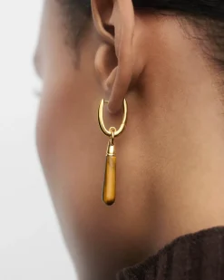 Piercings Con Piedras Semipreciosas|Pendientes Individuales-PDPAOLA Aro individual Ojo de tigre large Jupiter