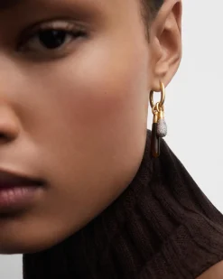 Piercings Con Piedras Semipreciosas|Pendientes Individuales-PDPAOLA Aro individual Ojo de tigre large Jupiter