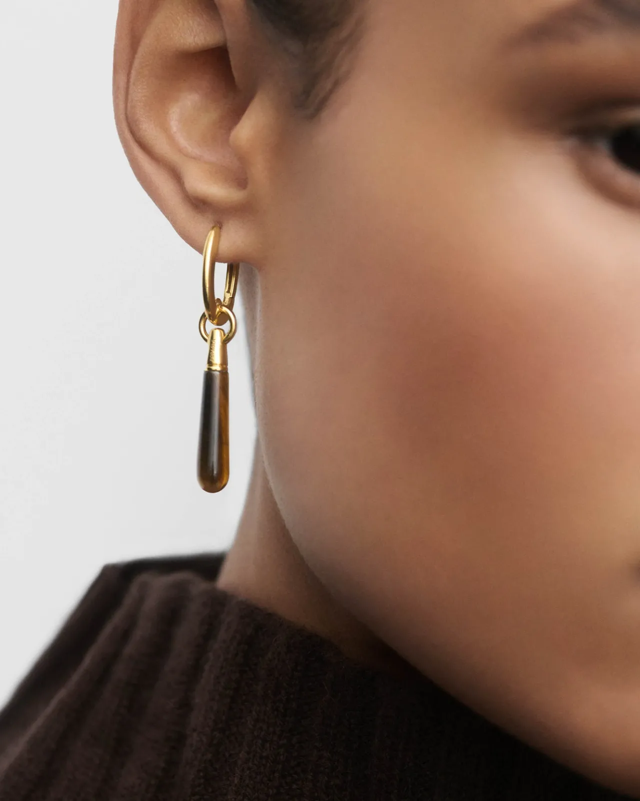 Piercings Con Piedras Semipreciosas|Pendientes Individuales-PDPAOLA Aro individual Ojo de tigre large Jupiter