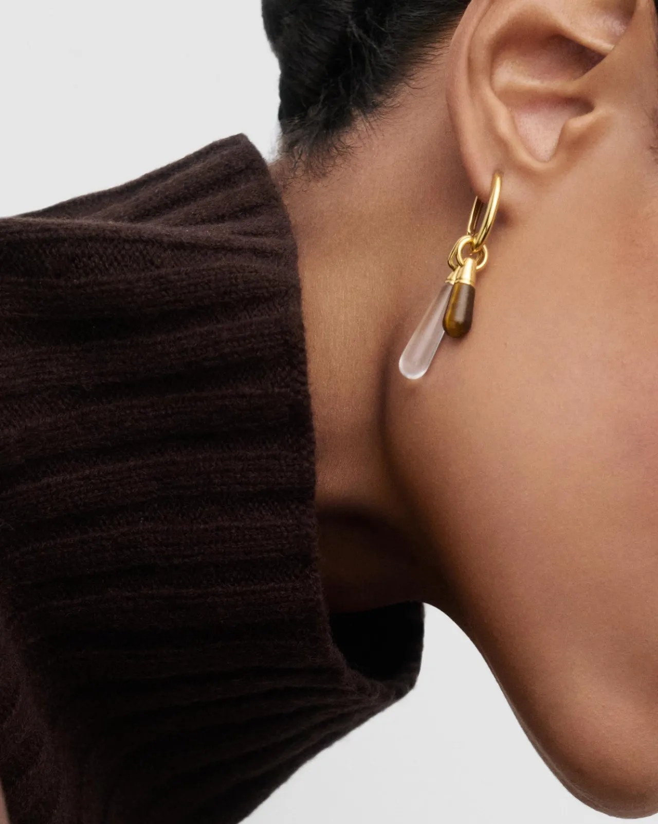 Piercings Con Piedras Semipreciosas|Pendientes Individuales-PDPAOLA Aro individual Ojo de tigre Jupiter
