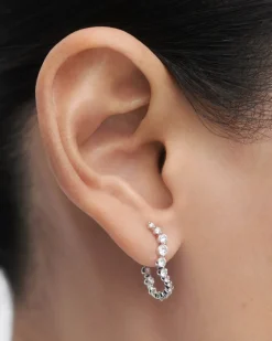 Joyas Con Diamantes|Joyas De Oro Blanco 18K-PDPAOLA Aros de diamantes y oro blanco Mini Venus