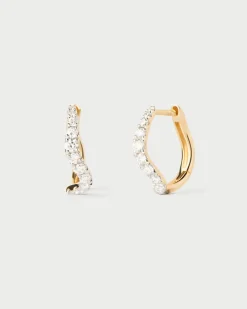 Joyas Con Diamantes|Joyas De Oro 18K-PDPAOLA Aros de diamantes y oro Flow
