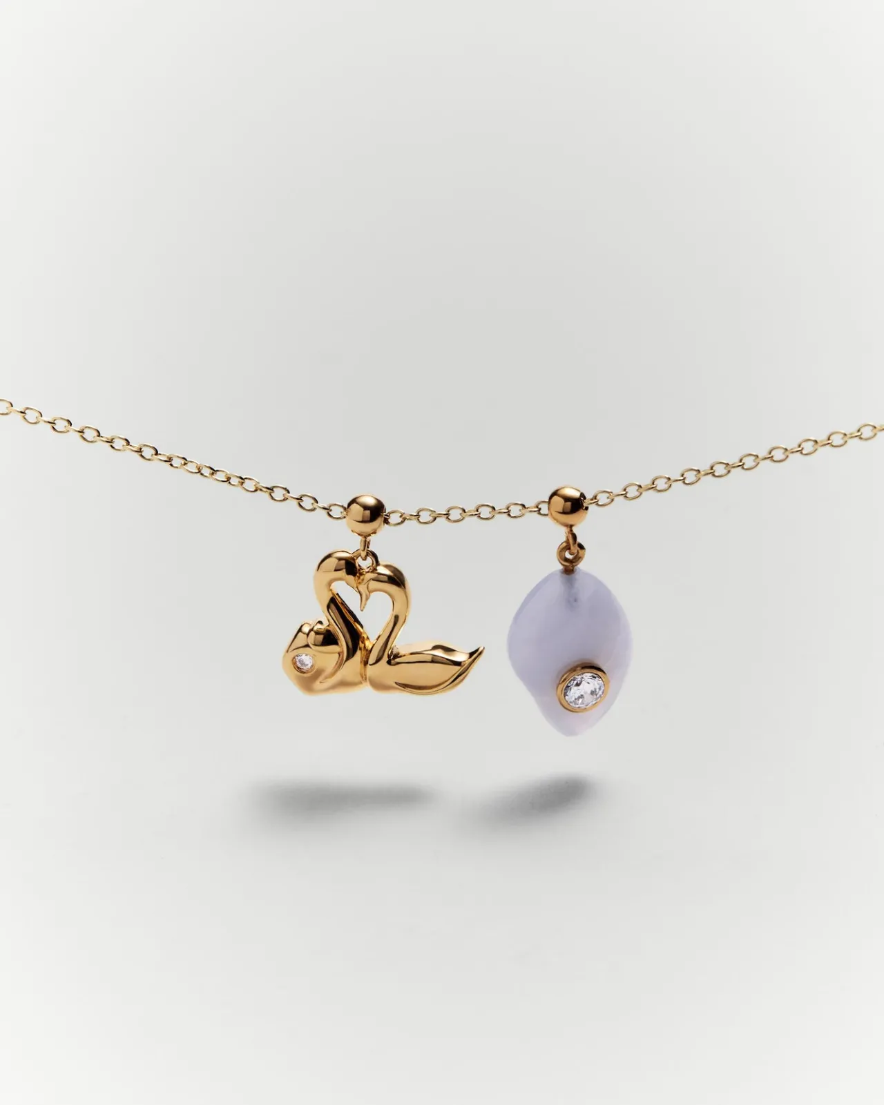 Pulseras De Oro|Collares De Oro-PDPAOLA Charm Cisnes corazón