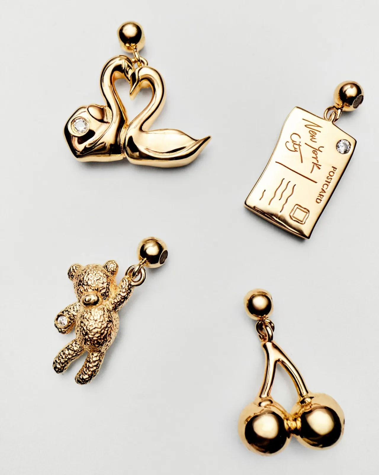 Pulseras De Oro|Collares De Oro-PDPAOLA Charm Cisnes corazón