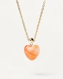 Charms Amor|Charms De Piedras-PDPAOLA Charm Corazón Ágata Naranja