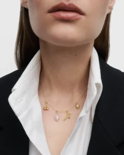 Collares Con Piedras Semipreciosas|Collares De Oro-PDPAOLA Charm Cuarzo Rosa Amor