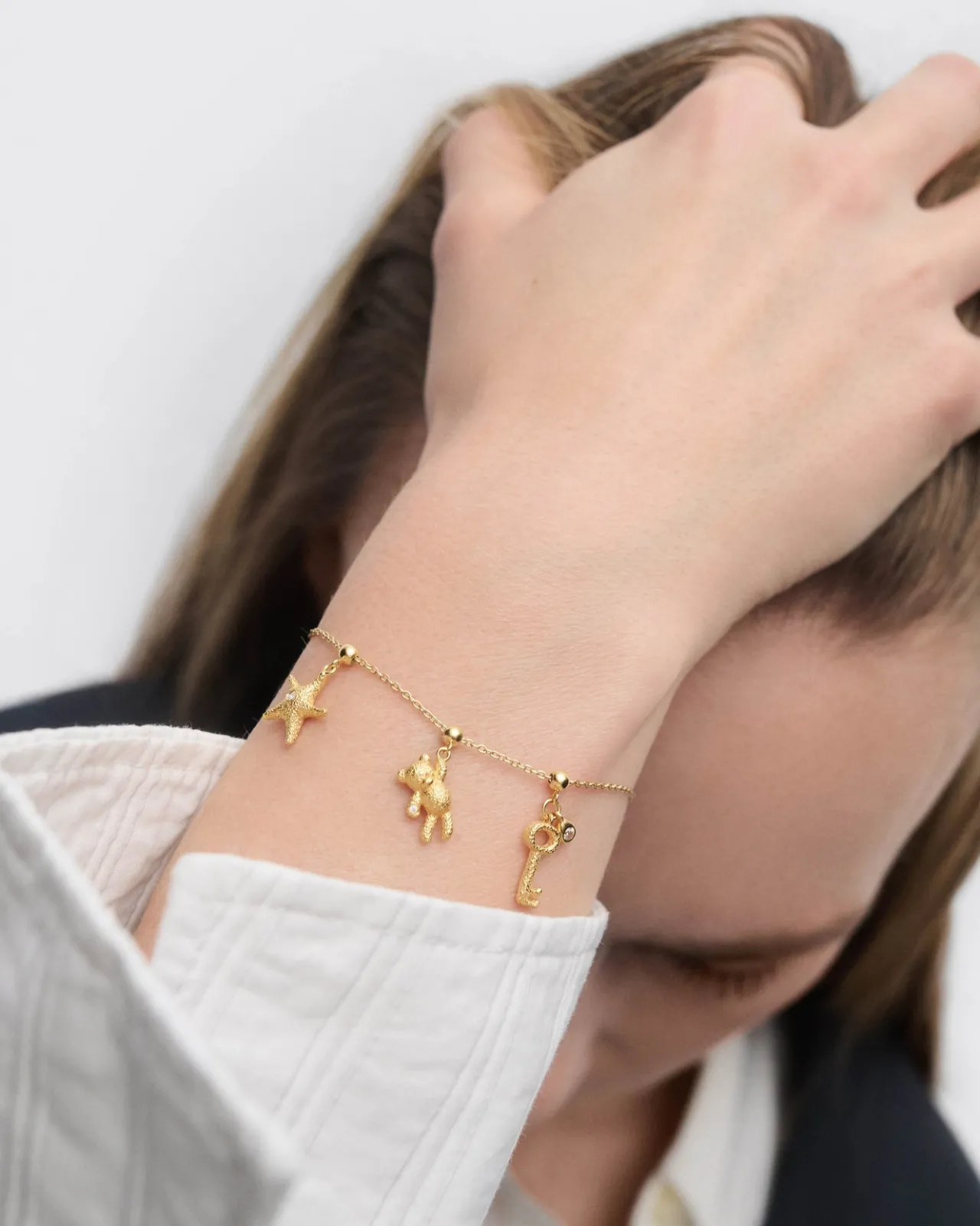 Pulseras De Oro|Collares De Oro-PDPAOLA Charm Osito de peluche