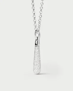 Colgantes Grandes-PDPAOLA Colgante de Plata Pavé Large Drop