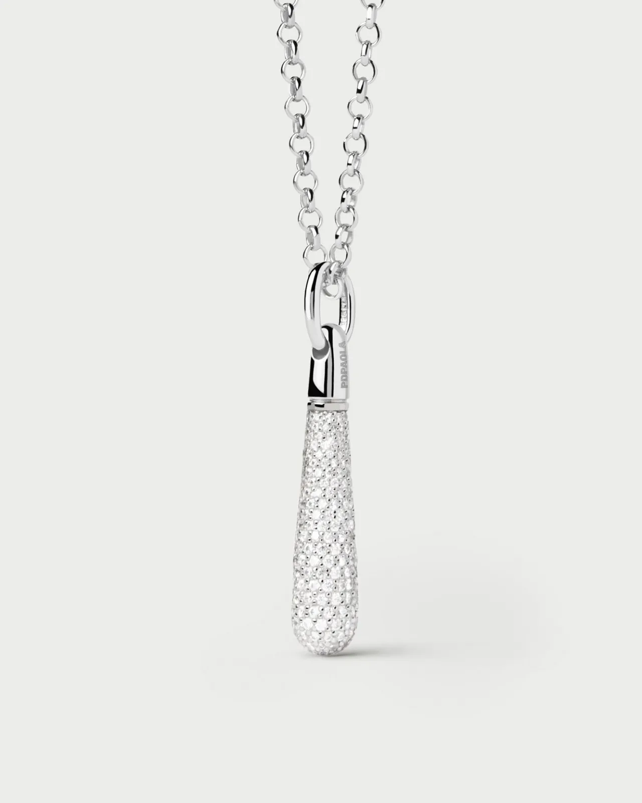 Colgantes Grandes-PDPAOLA Colgante de Plata Pavé Large Drop