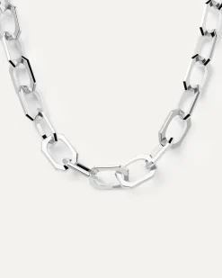 Collares De Cadena|Collares De Plata-PDPAOLA Collar cadena plateado Large Signature