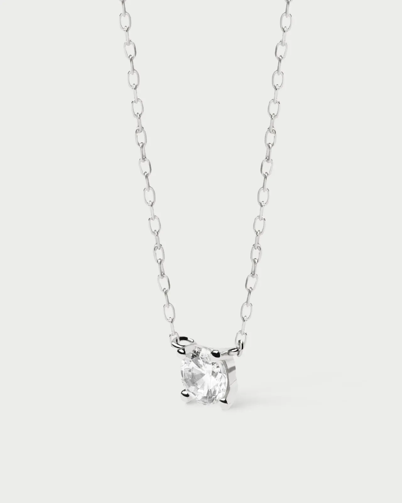Joyas Con Diamantes-PDPAOLA Collar de Diamantes Y Oro Blanco Solitaire Medium