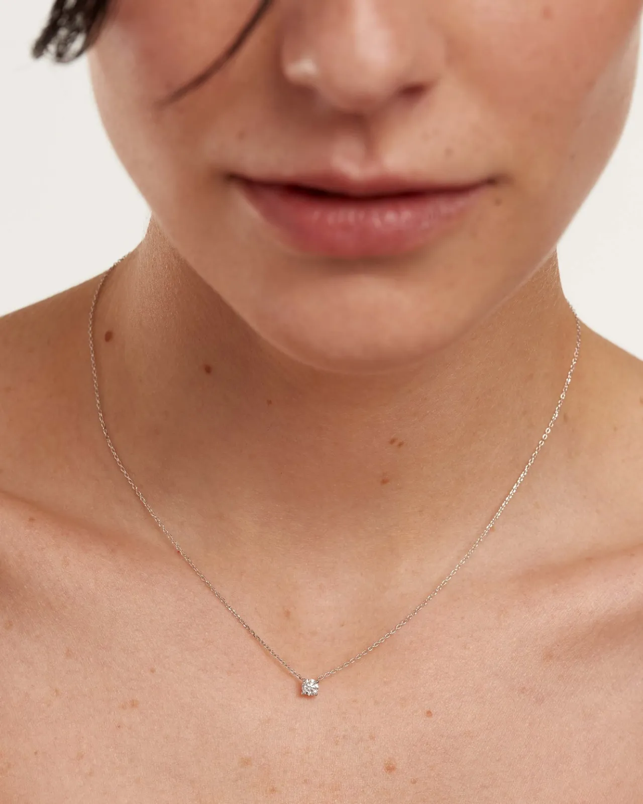 Joyas Con Diamantes-PDPAOLA Collar de Diamantes Y Oro Blanco Solitaire Medium