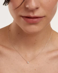 Joyas Con Diamantes-PDPAOLA Collar de Diamantes Y Oro Blanco Solitaire Medium