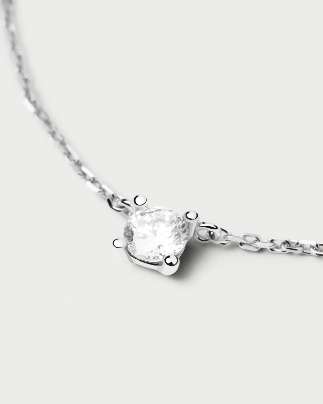 Joyas Con Diamantes-PDPAOLA Collar de Diamantes Y Oro Blanco Solitaire Medium