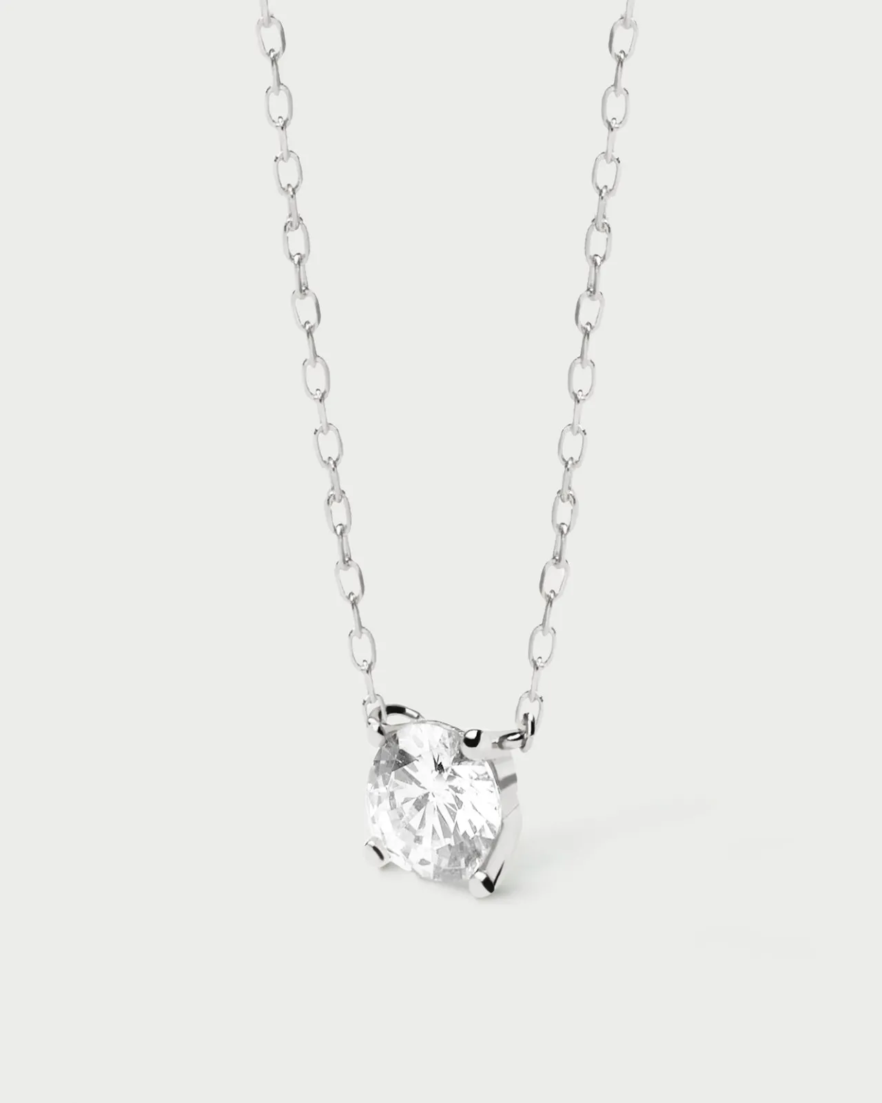 Joyas Con Diamantes-PDPAOLA Collar de Diamantes Y Oro Blanco Solitaire Supreme
