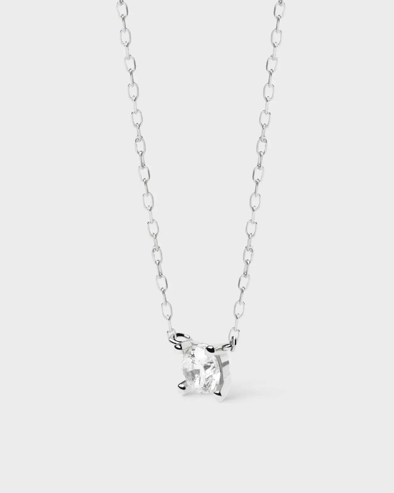Joyas Con Diamantes-PDPAOLA Collar de Diamantes Y Oro Blanco Solitaire Mini