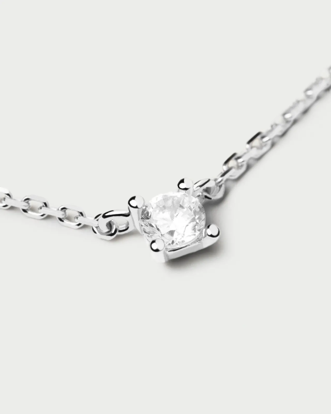 Joyas Con Diamantes-PDPAOLA Collar de Diamantes Y Oro Blanco Solitaire Mini