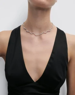 Joyas Con Diamantes|Joyas De Oro Blanco 18K-PDPAOLA Collar gargantilla de diamantes y oro blanco Venus