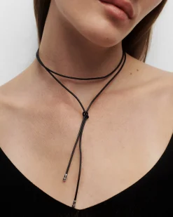 Collares Básicos|Collares De Plata-PDPAOLA Collar lazo de cuero de plata Dana
