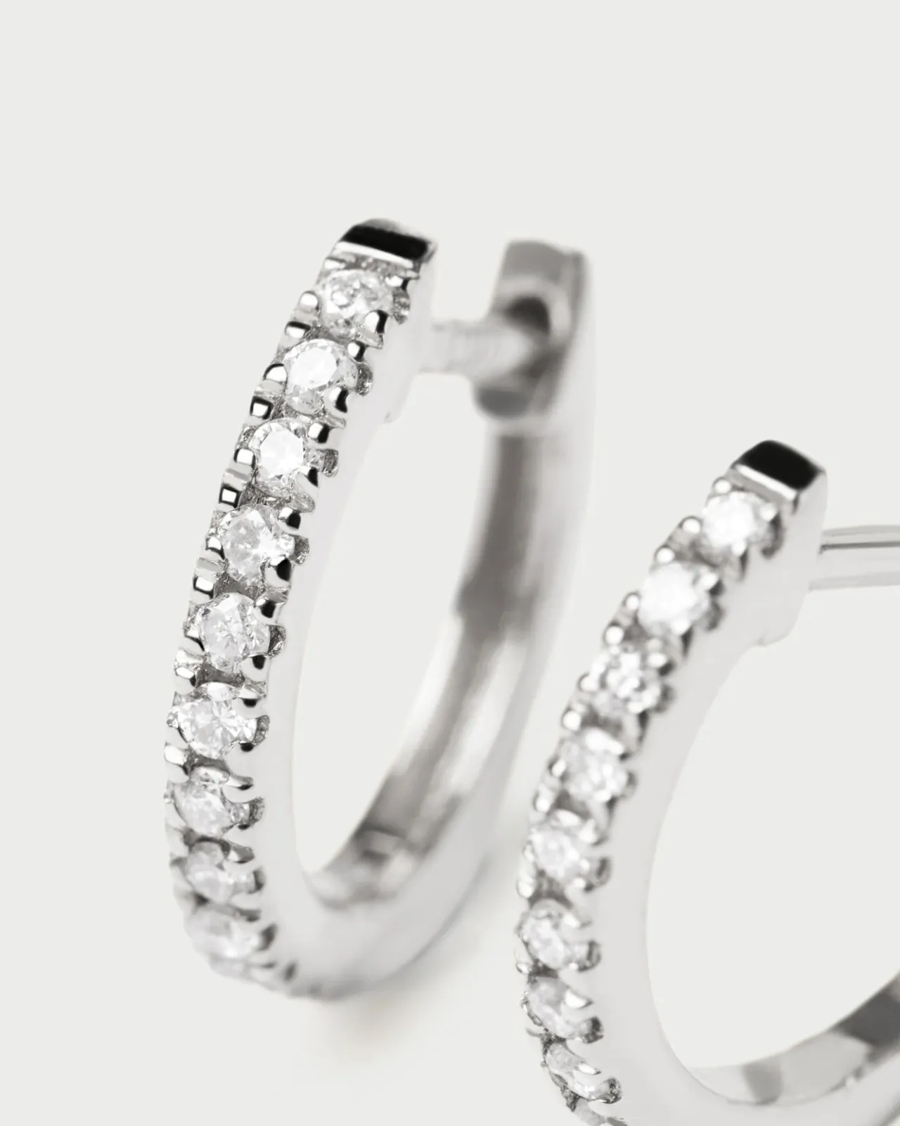 Joyas Con Diamantes|Joyas De Oro Blanco 18K-PDPAOLA Pendientes de Diamantes Y Oro Blanco Eternity Mini