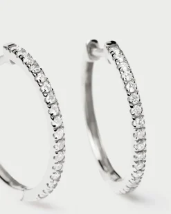 Joyas Con Diamantes|Joyas De Oro Blanco 18K-PDPAOLA Pendientes de Diamantes Y Oro Blanco Eternity Medium