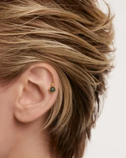 Piercings Con Piedras Semipreciosas|Pendientes Rosca Individuales-PDPAOLA Piercing oreja Kimi con Ágata Verde