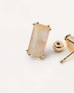 Piercings Con Piedras Semipreciosas|Pendientes Rosca Individuales-PDPAOLA Piercing oreja Maiko con Cuarzo Rutilado