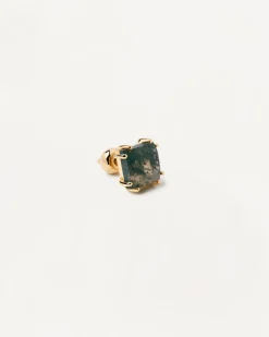 Piercings Con Piedras Semipreciosas|Pendientes Rosca Individuales-PDPAOLA Piercing oreja Suki con Ágata Verde