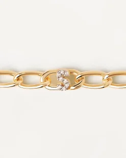 Pulseras De Letras|Pulseras De Oro-PDPAOLA Pulsera Cadena Letra S