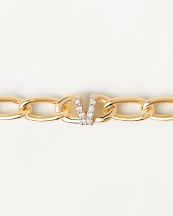 Pulseras De Letras|Pulseras De Oro-PDPAOLA Pulsera Cadena Letra W