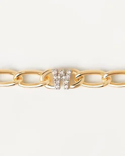 Pulseras De Letras|Pulseras De Oro-PDPAOLA Pulsera Cadena Letra W