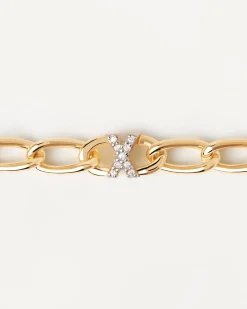 Pulseras De Letras|Pulseras De Oro-PDPAOLA Pulsera Cadena Letra X